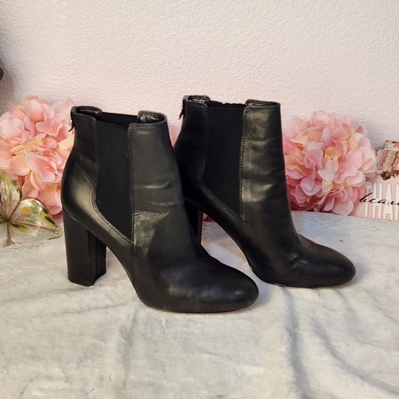 𝅺SAM Edelman Case Leather Block Heel Boots Size: 8.5 - Picture 1 of 6